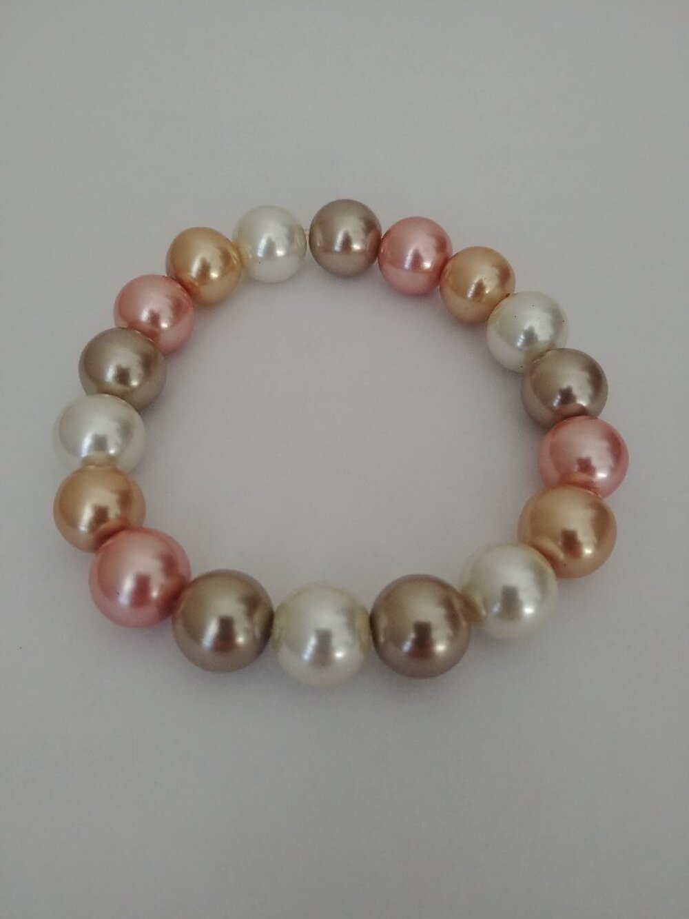 Multicolour heavy large pearl look bracelet pink yellow white
